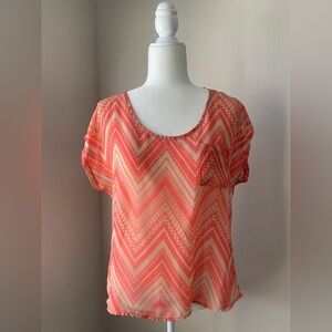 Chevron Patterned Coral Top